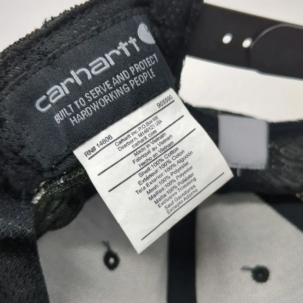 Carhartt Trucker Hat Black One Size Snapback Mesh Back Embroidered Logo Work
